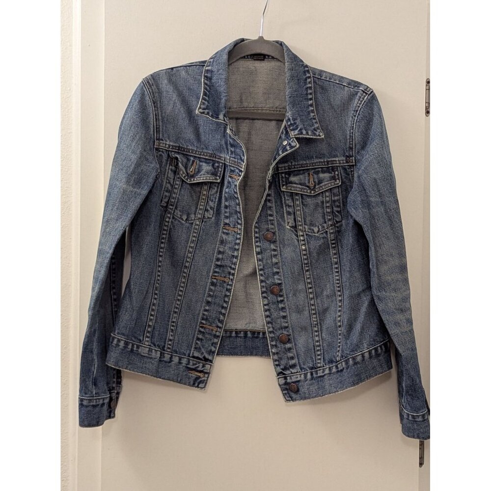 J.Crew Medium Womens Denim Jacket 100% Cotton Button Front Blue Classic Fit